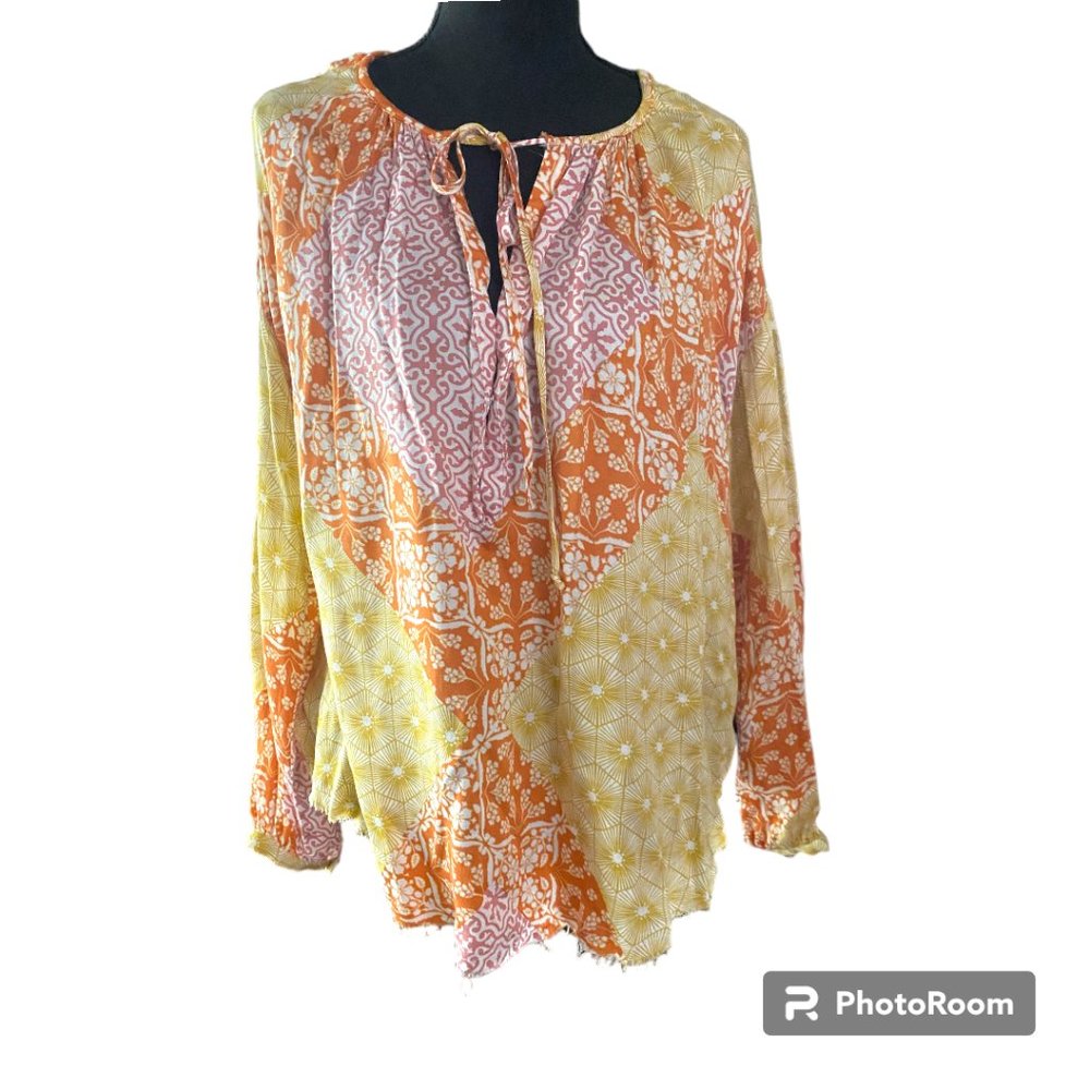 Olivacious Women's colorful‎ Boho Peasant top sz M